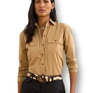 Ralph Lauren | Relaxed-Fit Featherweight Cotton Shirt | Birch Tan | Size XS |NWT